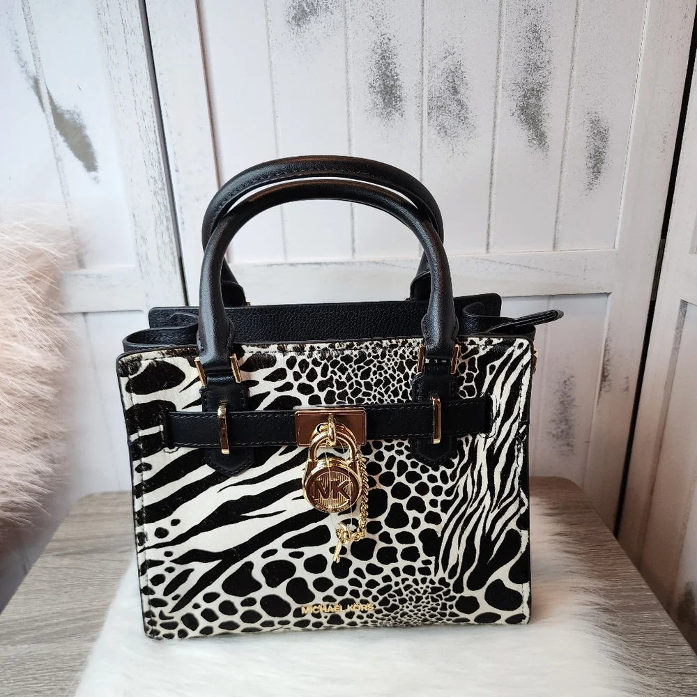 Michael Kors Hamilton Small Leather Animal Print Satchel
